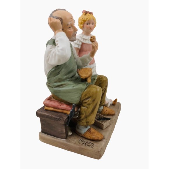 Vintage Normal Rockwell Collectors Club The Shoemaker Annual Figurine Man Girl - Picture 7 of 10